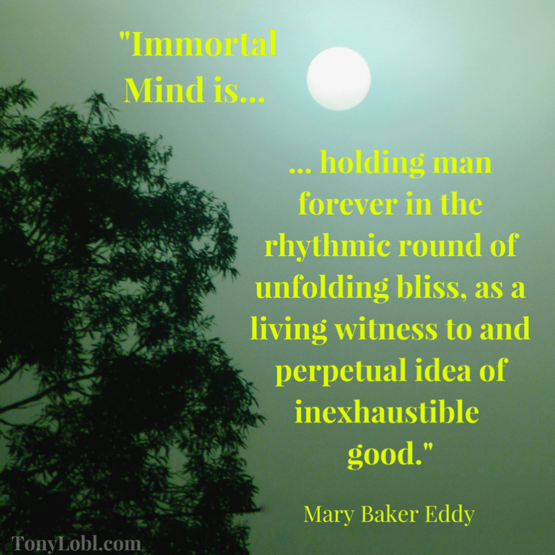 Copy of Copy of Immortal Mind is God,immortal good; in whom the Scripture saith “we live,30and move, and have our being.” This Mind, then, is notsubject to growth, change, or diminution, but is the divine83_1intellig-3.png
